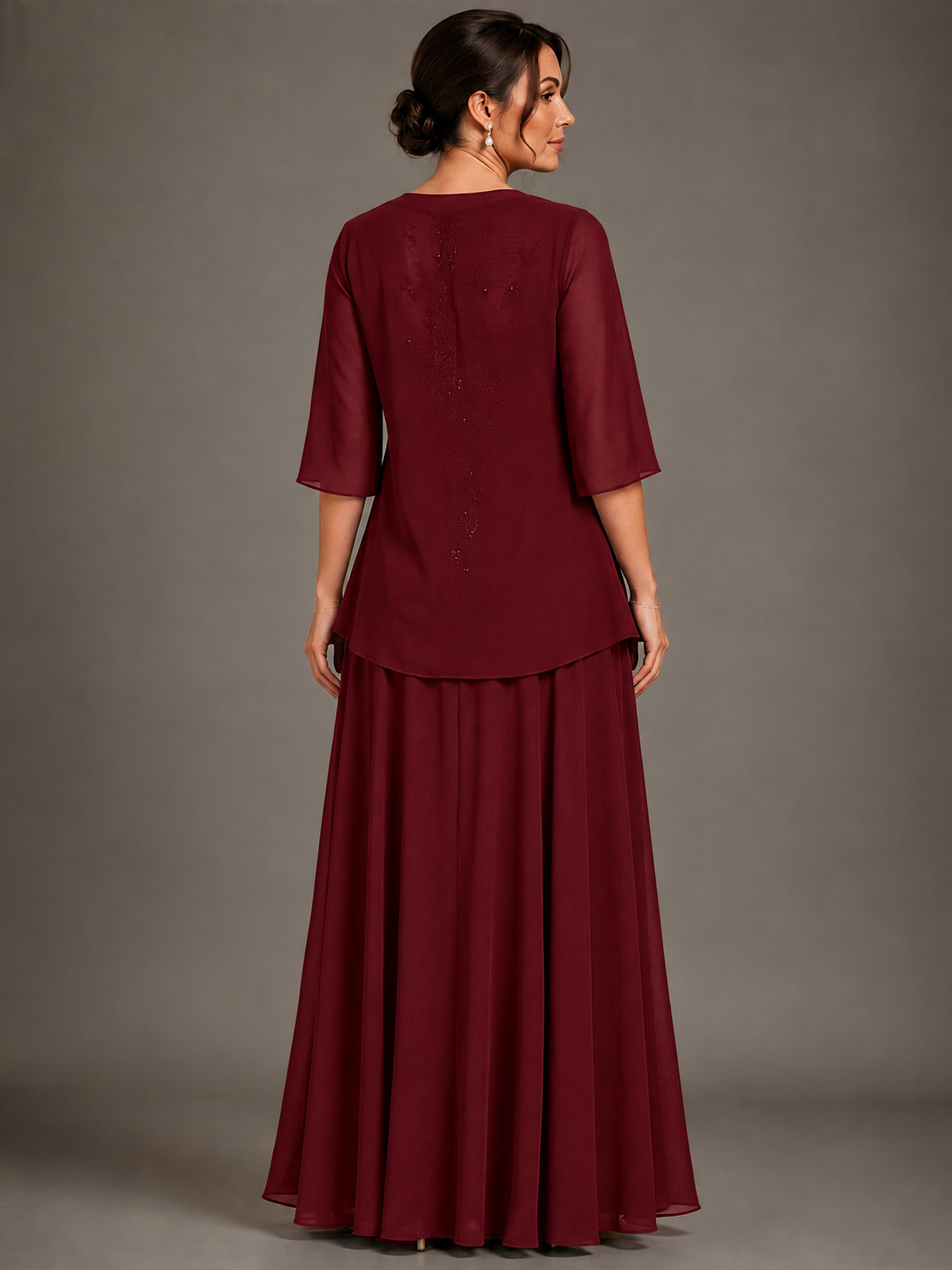 A-line 2 Pieces Chiffon Appliques Mother of The Bride Dresses with Jackets