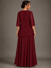 A-line 2 Pieces Chiffon Appliques Mother of The Bride Dresses with Jackets
