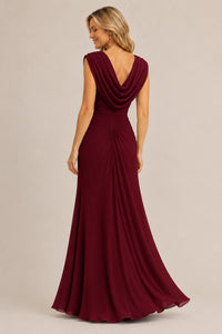 Cowl Neck Ruched Chiffon Mother of the Bride Dress