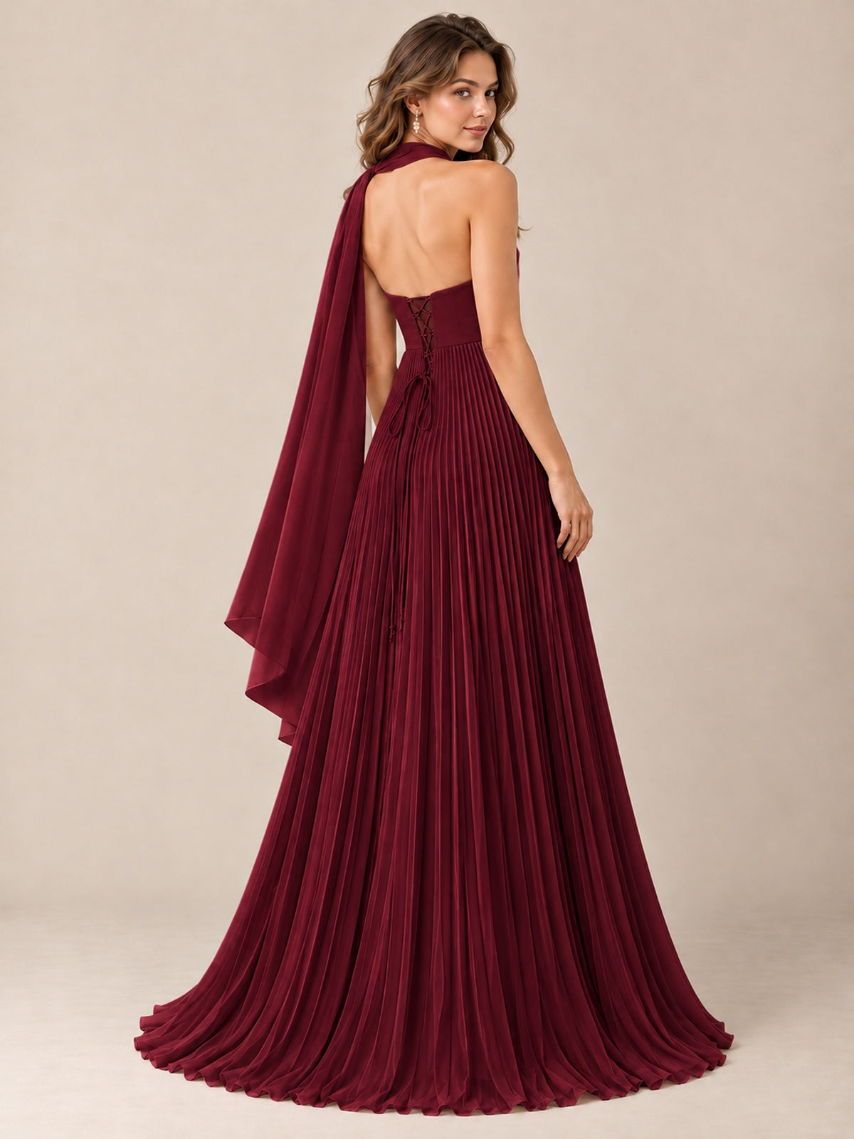 Sweetheart Neckline Pleated Prom Dress Strapless A-line Formal Dress with Flowy Scarf