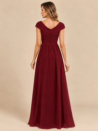 Cap Sleeve Mother of The Bride Dresses Long Chiffon Formal Gowns