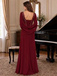 Elegant Applique Chiffon Mother of the Bride Dress with Cape Sleeves