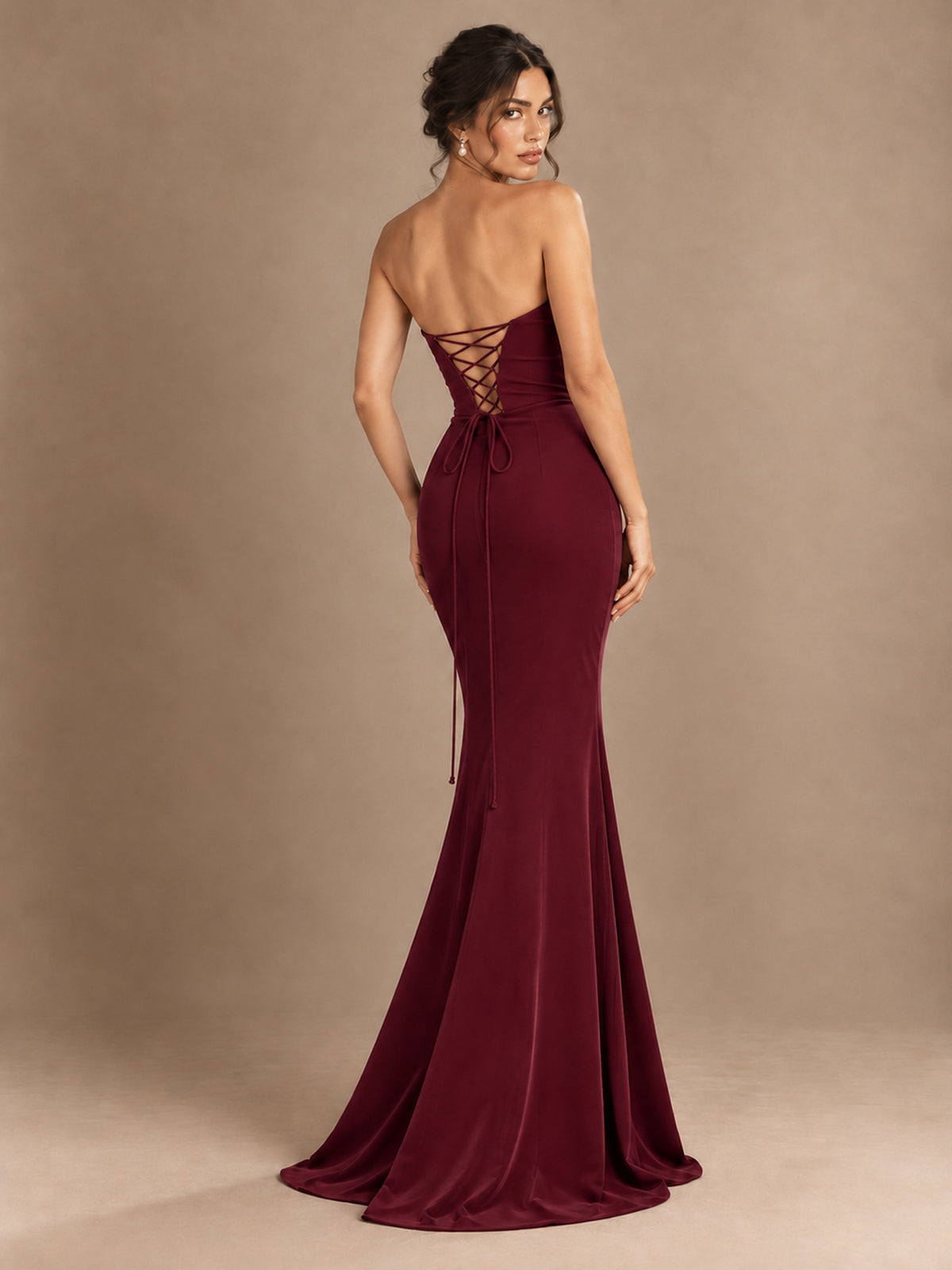 Emerald Green Strapless Mermaid Prom Dress with 3D Rose & Keyhole Cutout