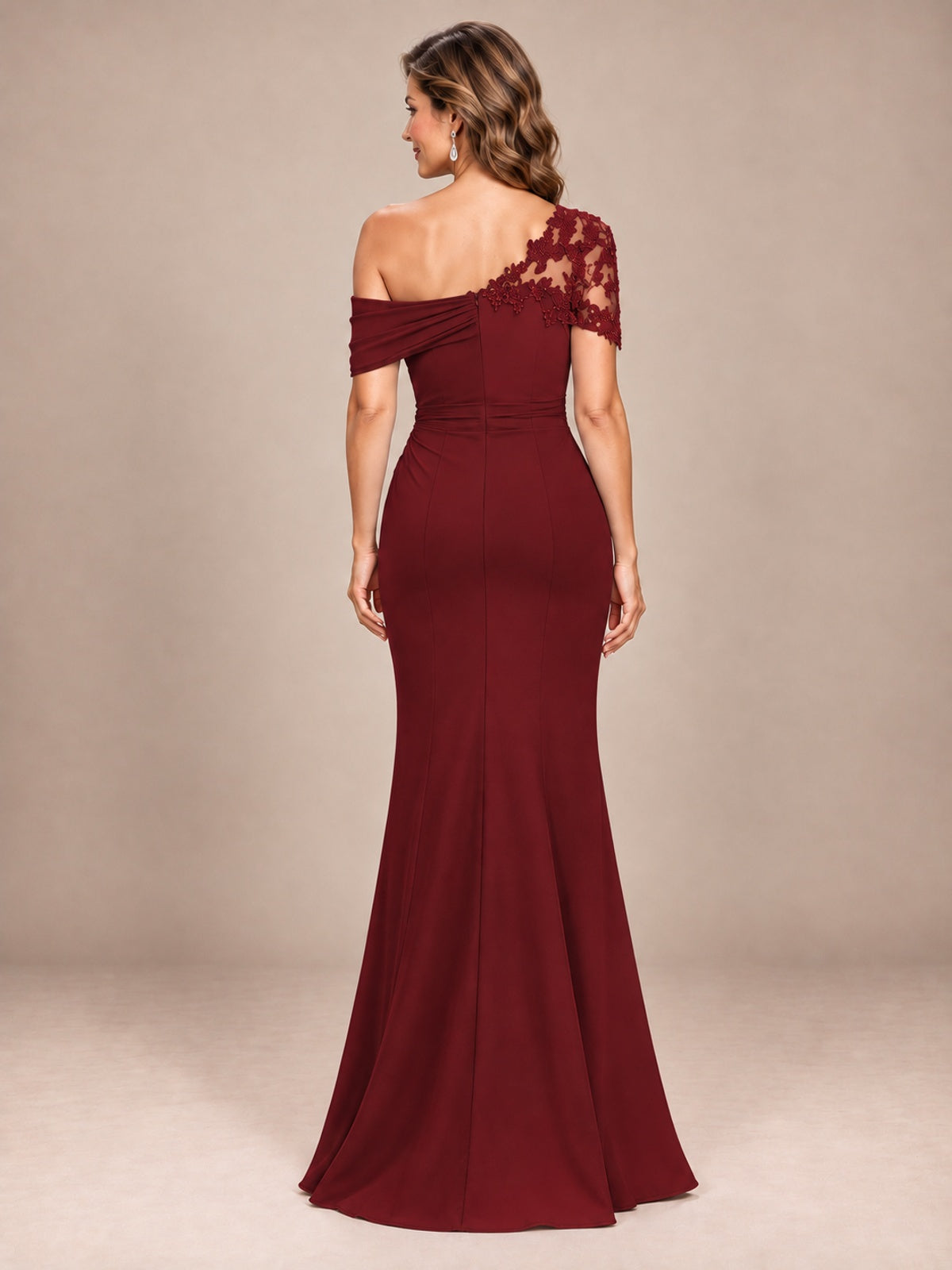 One Shoulder Chiffon Mother of The Bride Dress