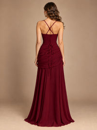 Butter Yellow Square Neck Ruched A-Line Prom Dress