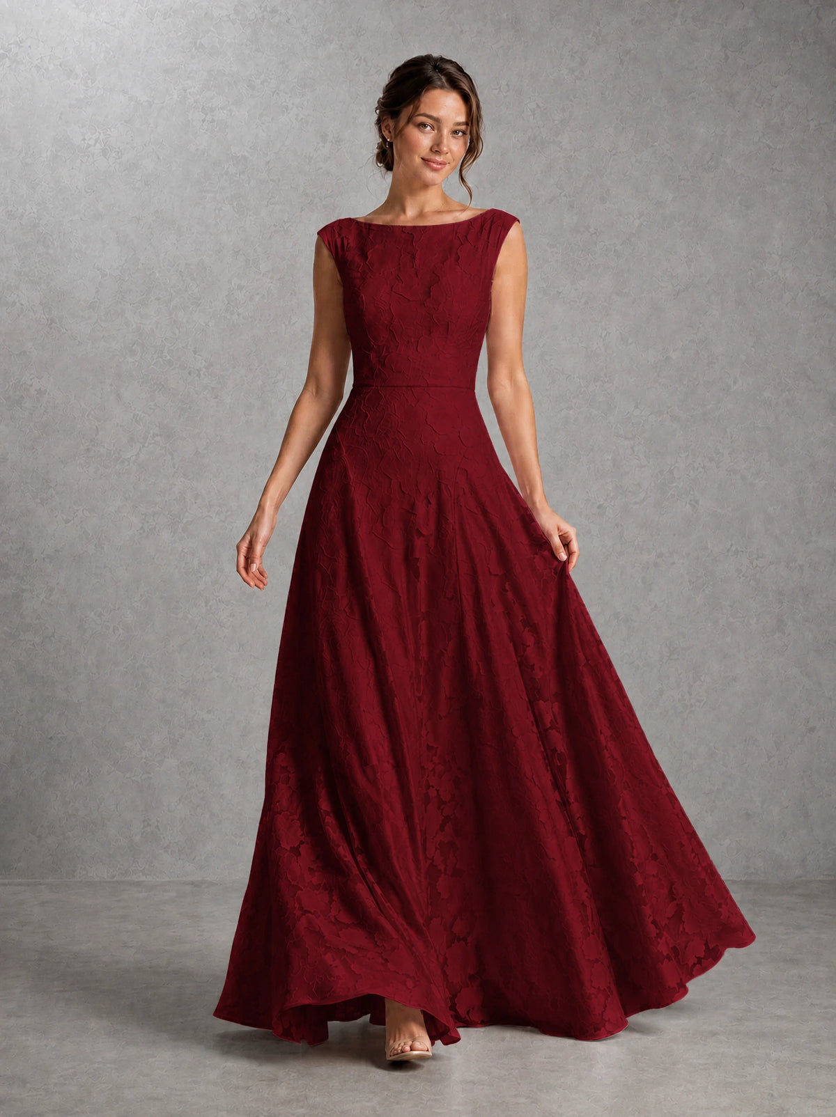 Blush Pink Lace Applique A-Line Bridesmaid Dress