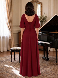 V-Neck Chiffon Lace Mother of the Bride Dresses