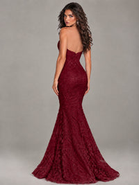 Strapless Corset Mermaid Prom Dress Lace Appliqué Formal Gown