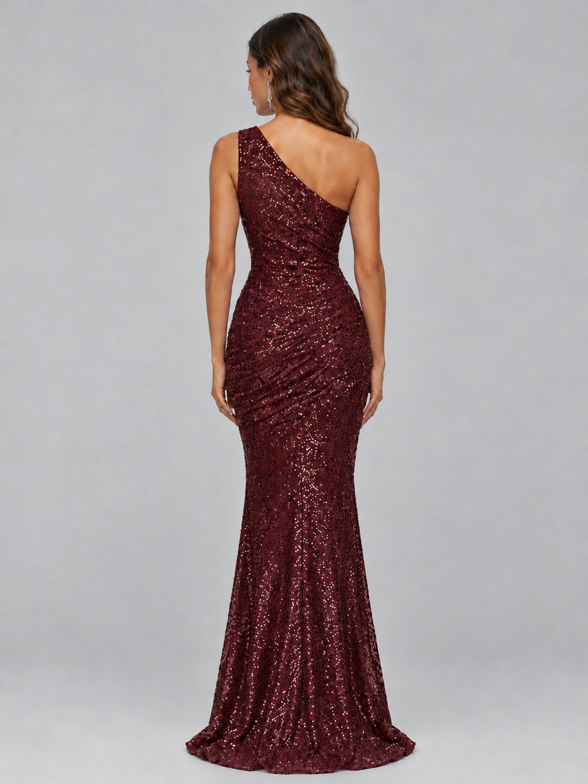 Sequin Mermaid One Shoulder Prom Dress Long formal Gown