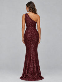 Sequin Mermaid One Shoulder Prom Dress Long formal Gown