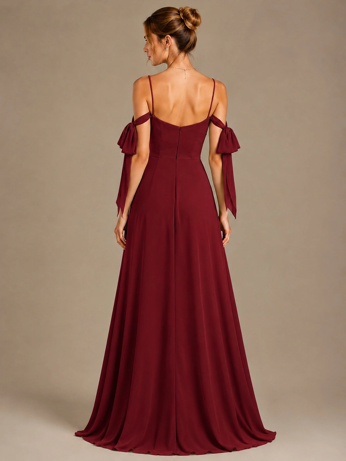 A-Line Ruffles Chiffon Bridesmaid Dress with Slit
