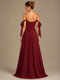 A-Line Ruffles Chiffon Bridesmaid Dress with Slit