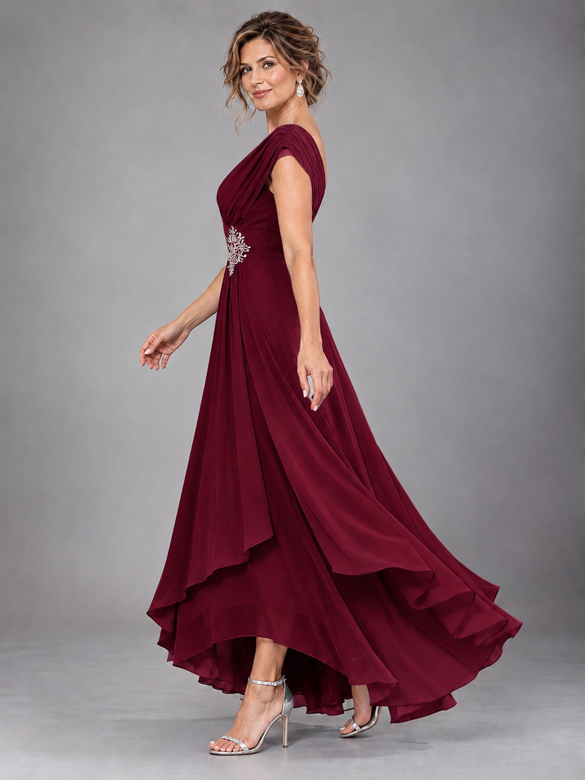 Cap Sleeve Chiffon A-Line Mother of the Bride Dress