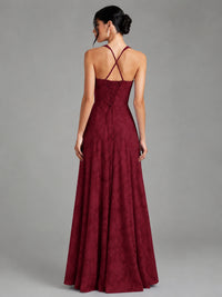 A-Line Halter Floral Chiffon Maxi Dress