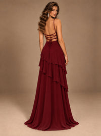 Sweetheart A-Line Ruffle Prom Dress with Spaghetti Straps