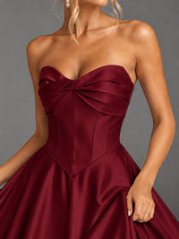 Sweetheart Neck Strapless Satin A-Line Prom Dress