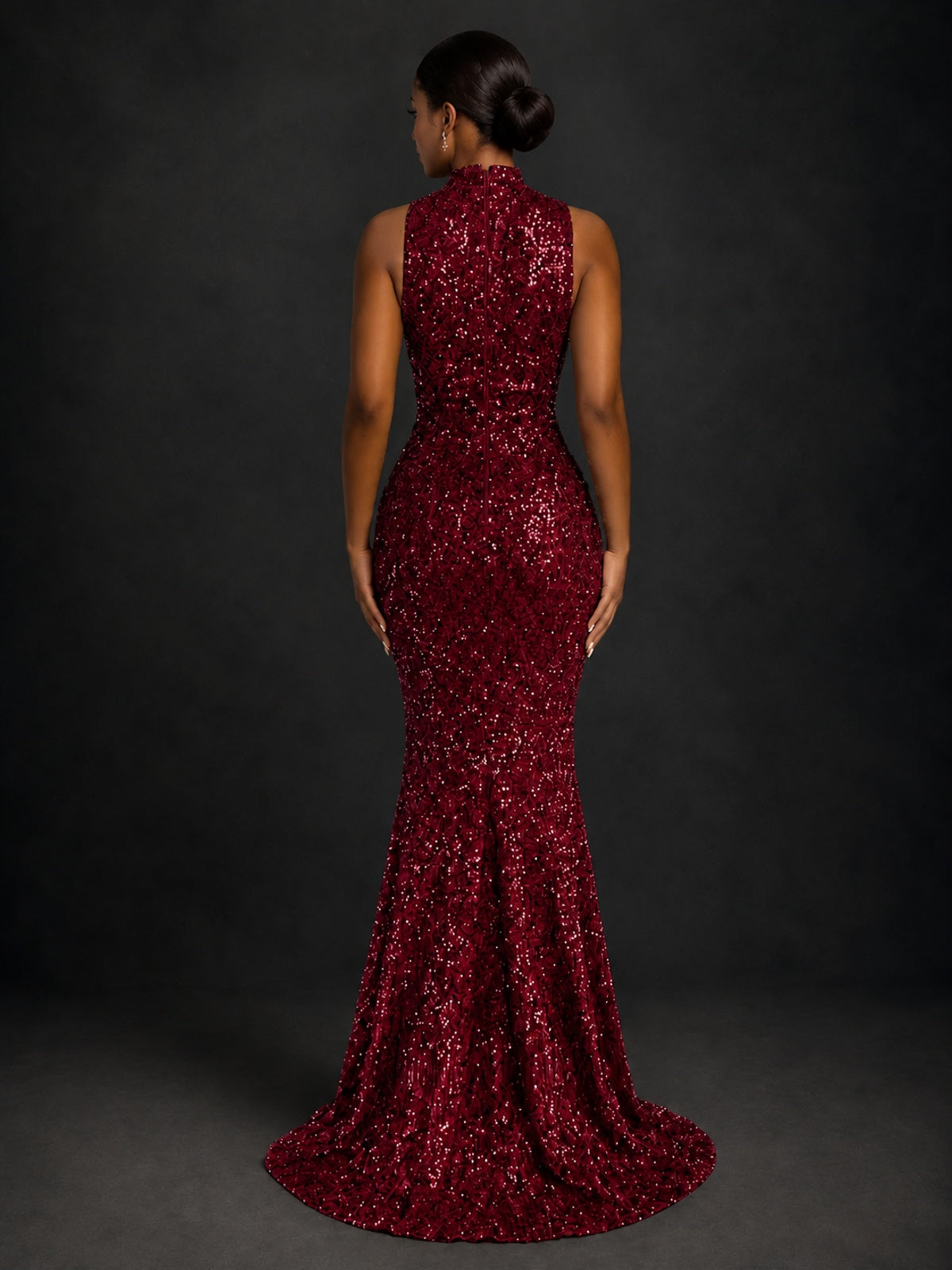 Sparkly Sequin High Neck Mermaid Prom Dress