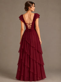 Ruffle Tiered V Neck Maxi Dress
