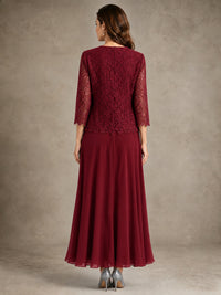 2-Piece Chiffon Mother of the Bride Dress with Lace Jacket