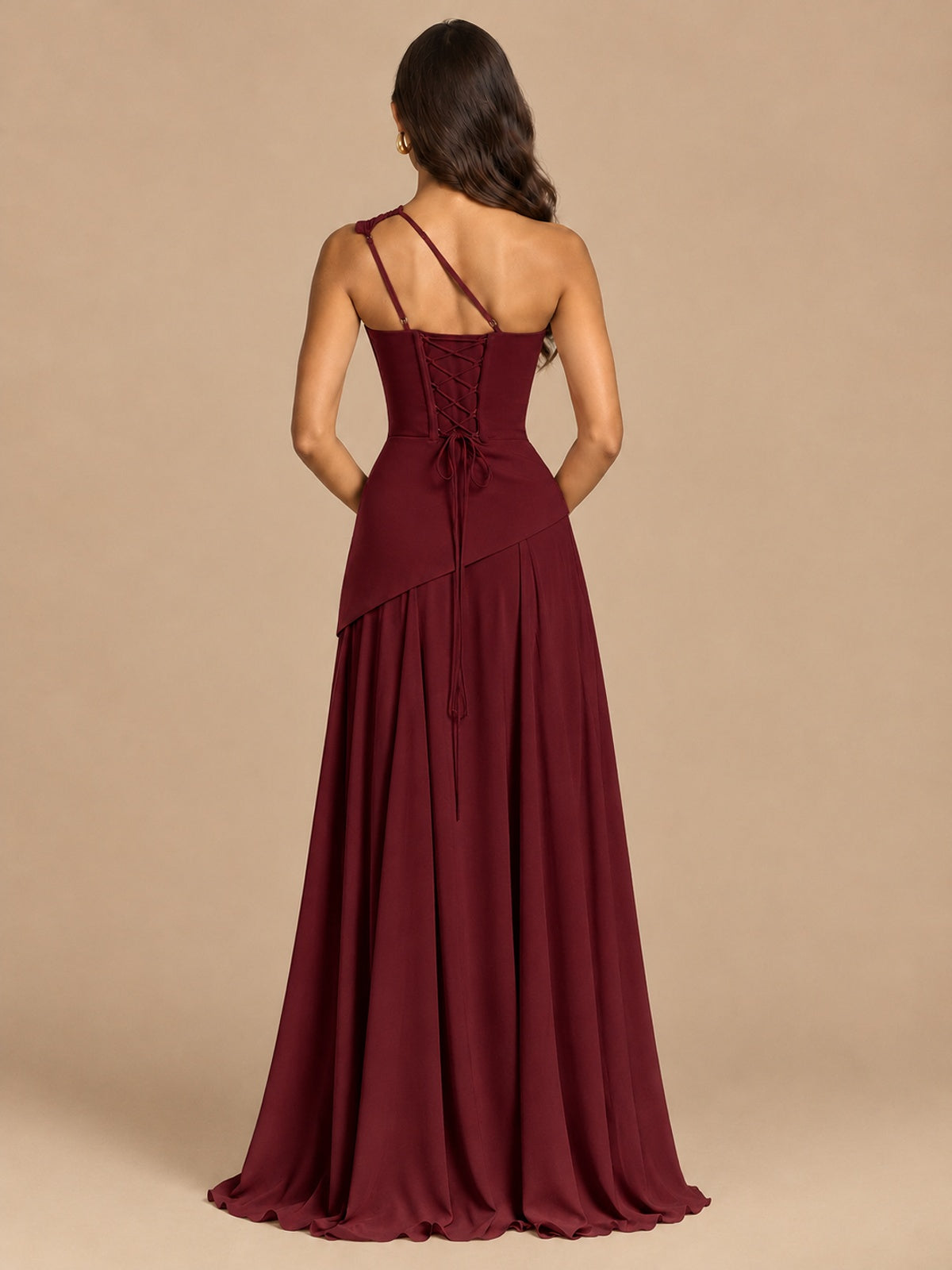 One Shoulder Prom Dress A-line Ruched Women Wedding Formal Gowns