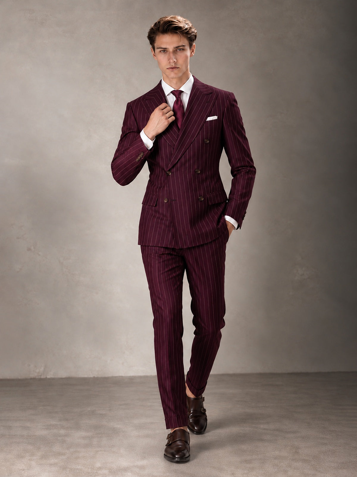 Double Breasted Pinstripe Men's Suit 2 Piece (Jacket & Pants) for Wedding & Formal Prom