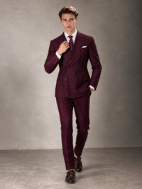 Double Breasted Pinstripe Men's Suit 2 Piece (Jacket & Pants) for Wedding & Formal Prom