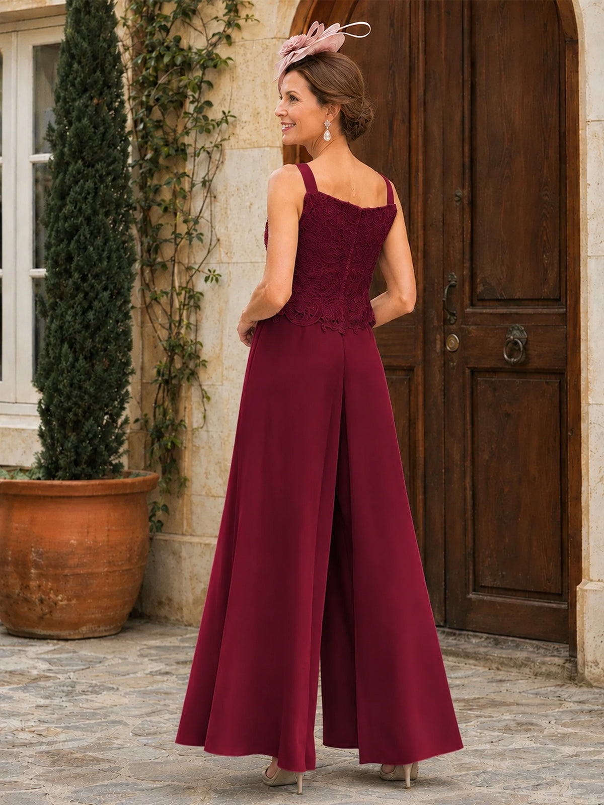 Elegant 3-Piece Chiffon Mother of the Bride Pantsuit with Floral Applique Jacket