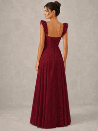 Jacquard Square Neck A-Line Maxi Dress