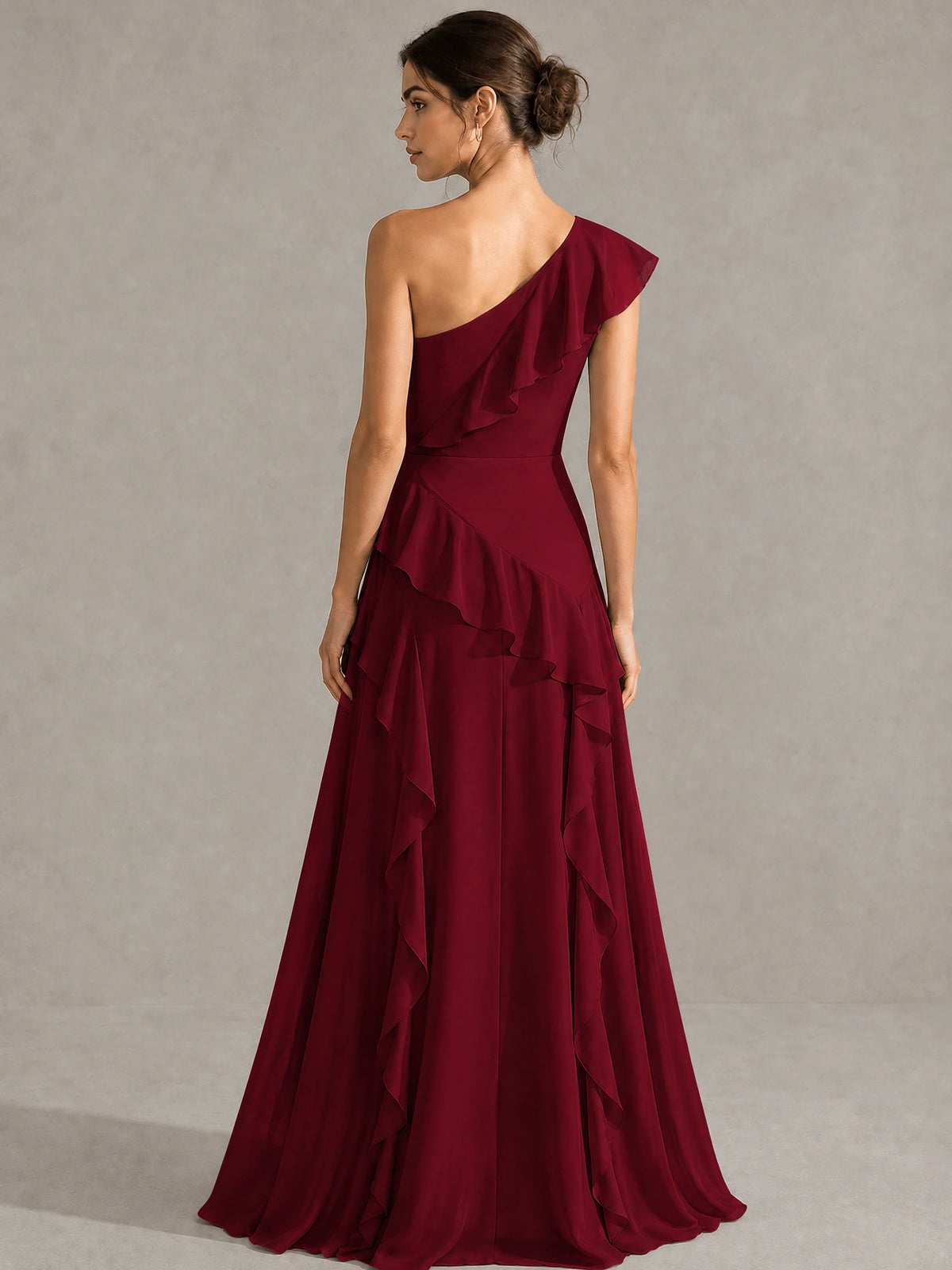 Sage Green One Shoulder Ruffle Bridesmaid Dress