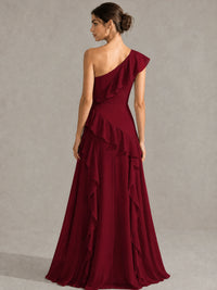 Sage Green One Shoulder Ruffle Bridesmaid Dress