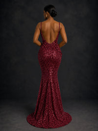 Sequin Mermaid Prom Dress with Floral Applique