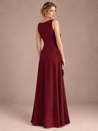 3D Floral Applique Sleeveless Formal Maxi Dress