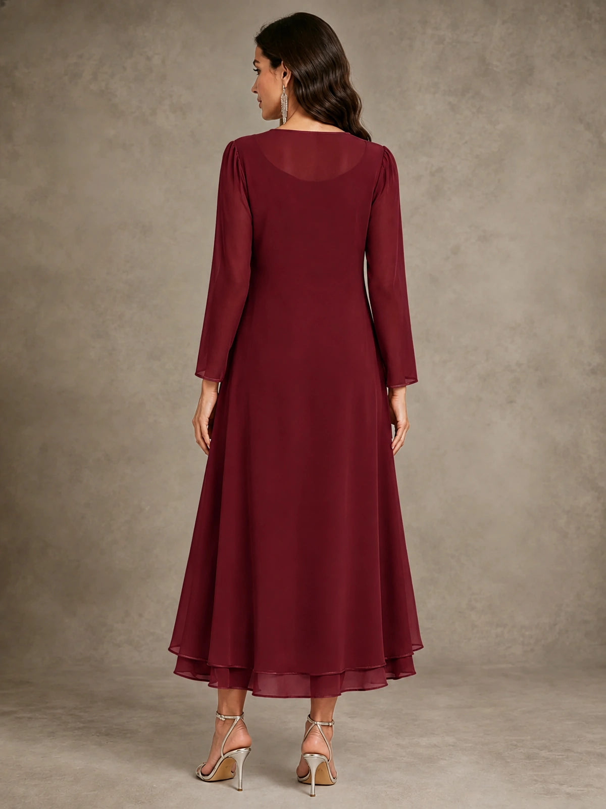 Sequin Chiffon Mother of the Bride Dress with Jacket