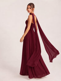 Strapless Ruched Chiffon Long Prom Dress with Scarf
