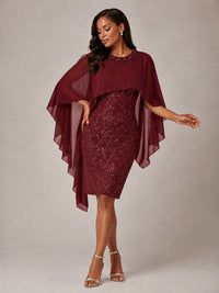 Floral Sheath Mother of the Bride Dress with Cape Overlay