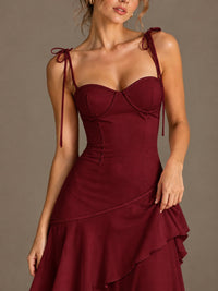 Spaghetti Strap Tiered Ruffles Chiffon Prom Dress