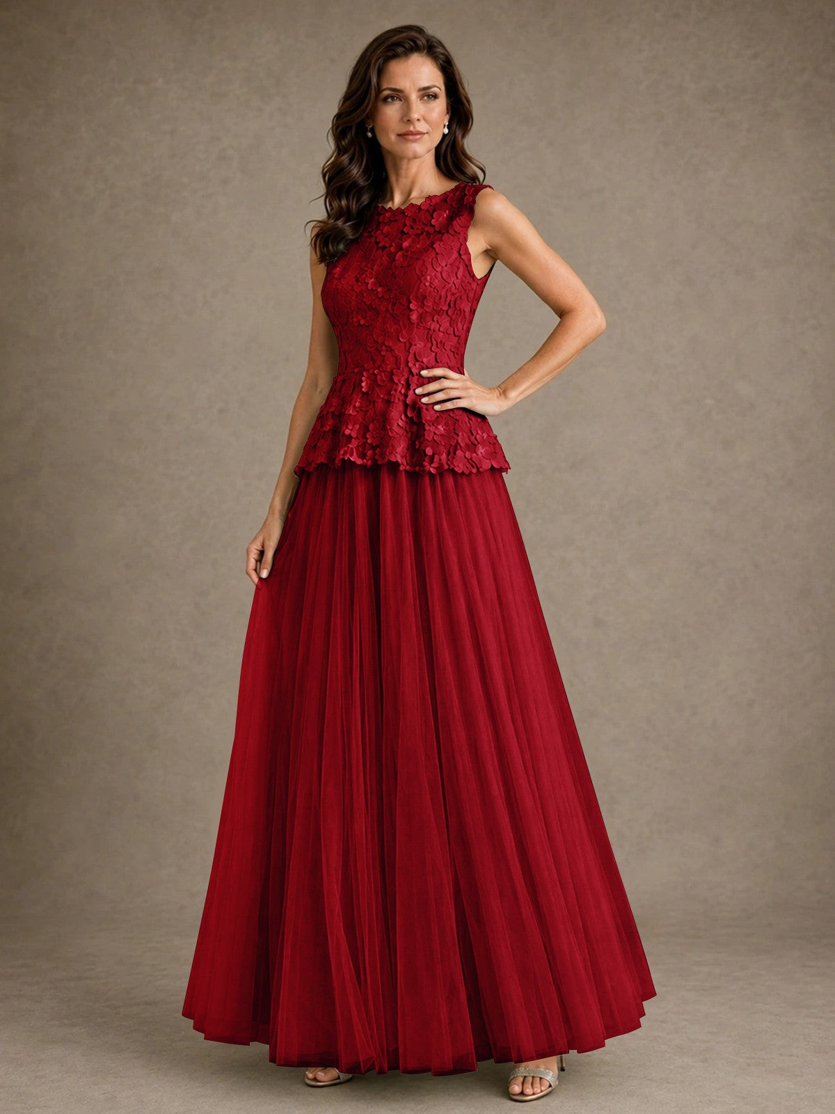 A-Line Chiffon Mother of the Bride Dress with Lace Appliques
