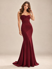 Light Blue Strapless Sweetheart Mermaid Prom Dress with Pleated Bodice