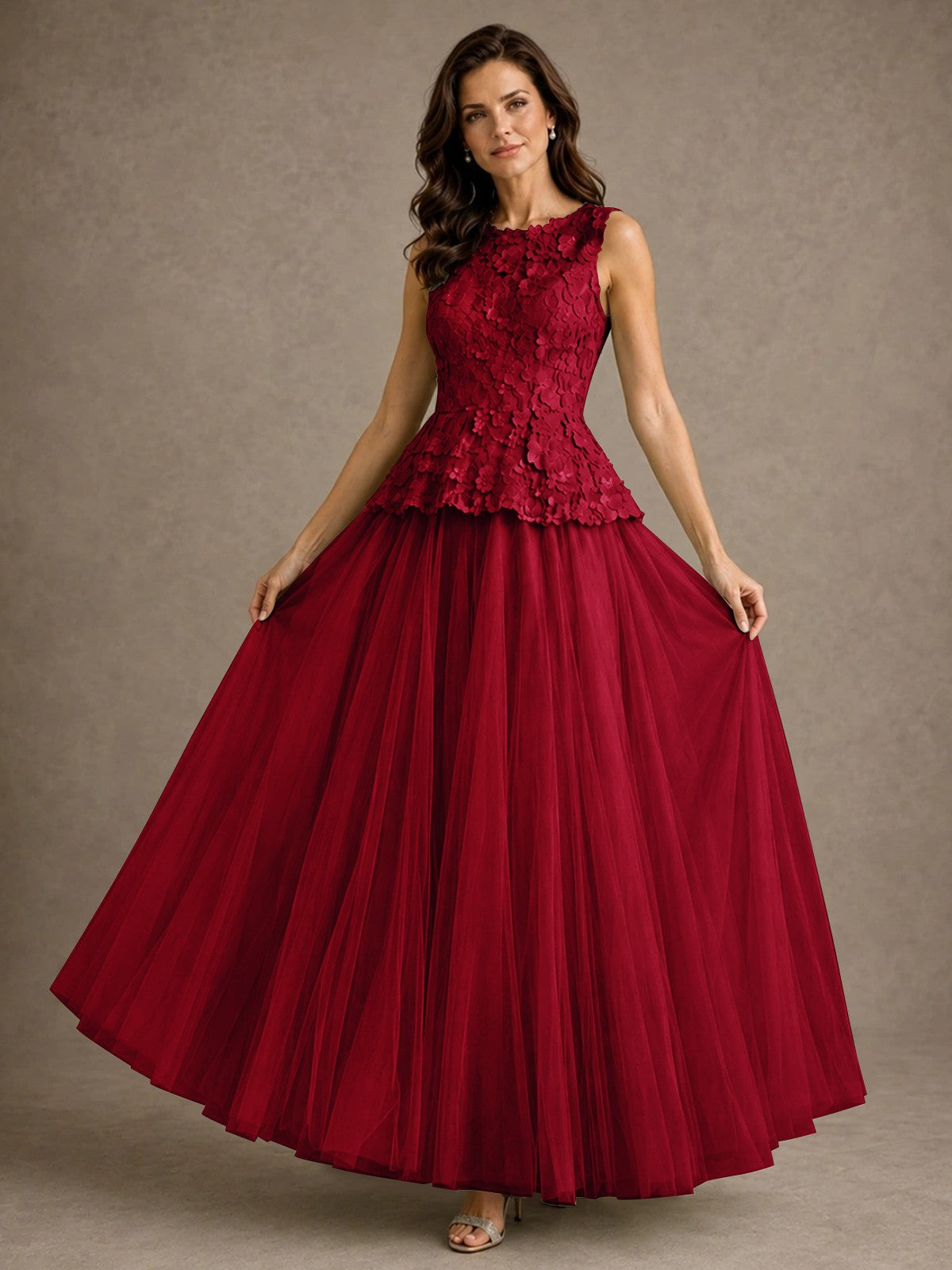 A-Line Chiffon Mother of the Bride Dress with Lace Appliques