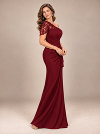 One Shoulder Chiffon Mother of The Bride Dress