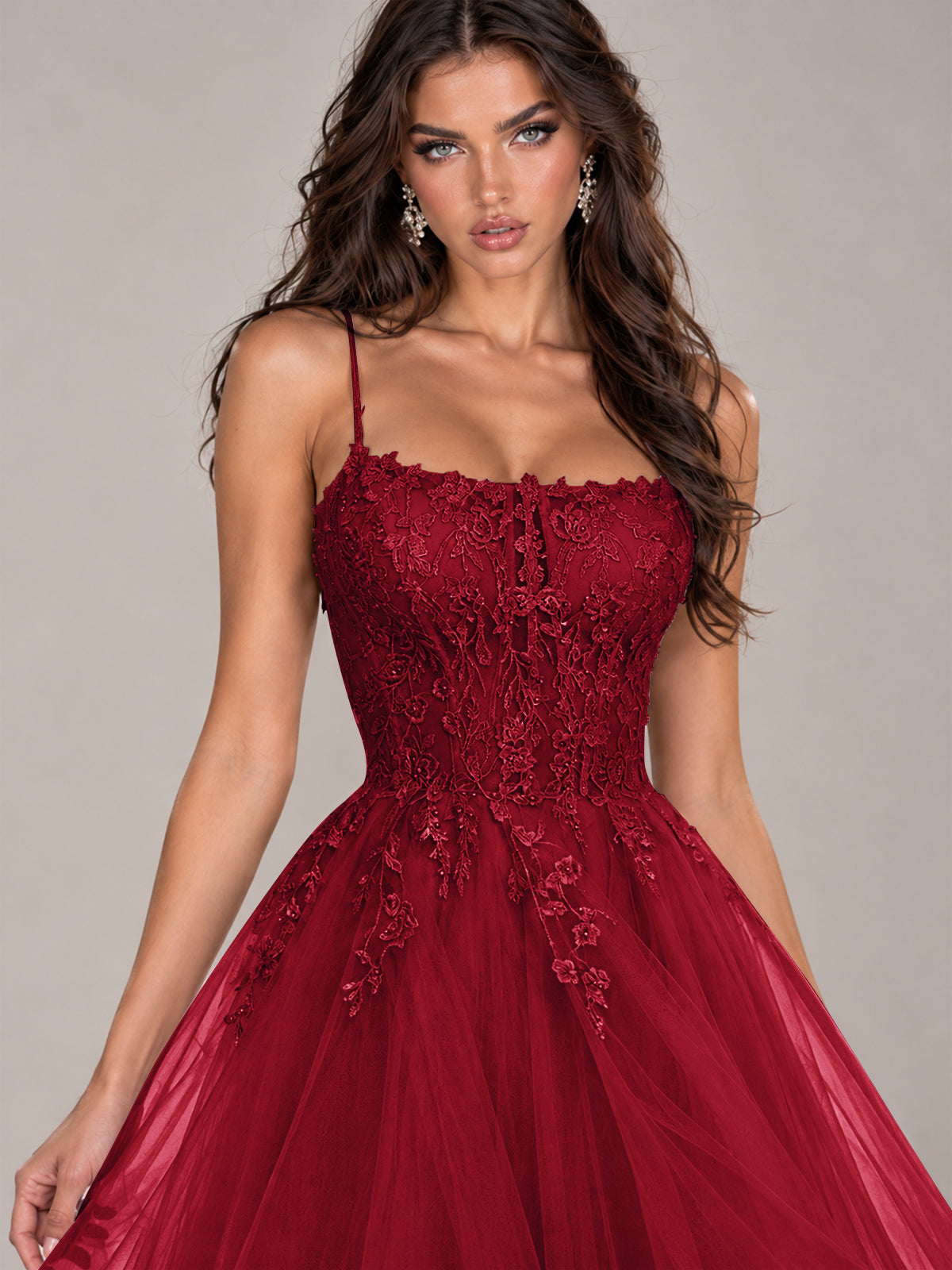 Lace Corset Ball Gown Prom Dress with Cascading Tulle Ruffles
