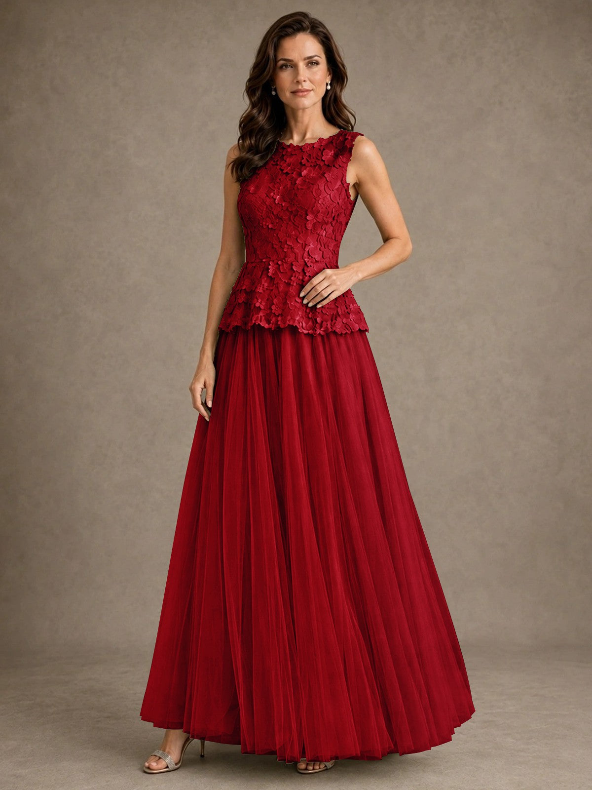 A-Line Chiffon Mother of the Bride Dress with Lace Appliques