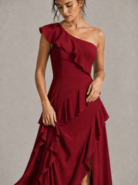 Sage Green One Shoulder Ruffle Bridesmaid Dress