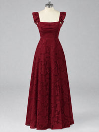 Jacquard Square Neck A-Line Maxi Dress