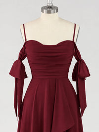 A-Line Ruffles Chiffon Bridesmaid Dress with Slit