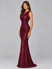 Sequin Mermaid One Shoulder Prom Dress Long formal Gown
