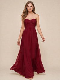 Strapless Pleated Chiffon A-Line Bridesmaid Dress
