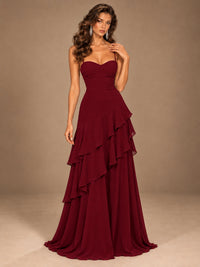 Sweetheart A-Line Ruffle Prom Dress with Spaghetti Straps