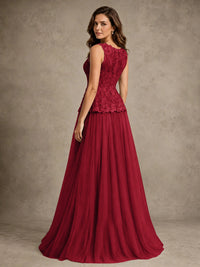 A-Line Chiffon Mother of the Bride Dress with Lace Appliques
