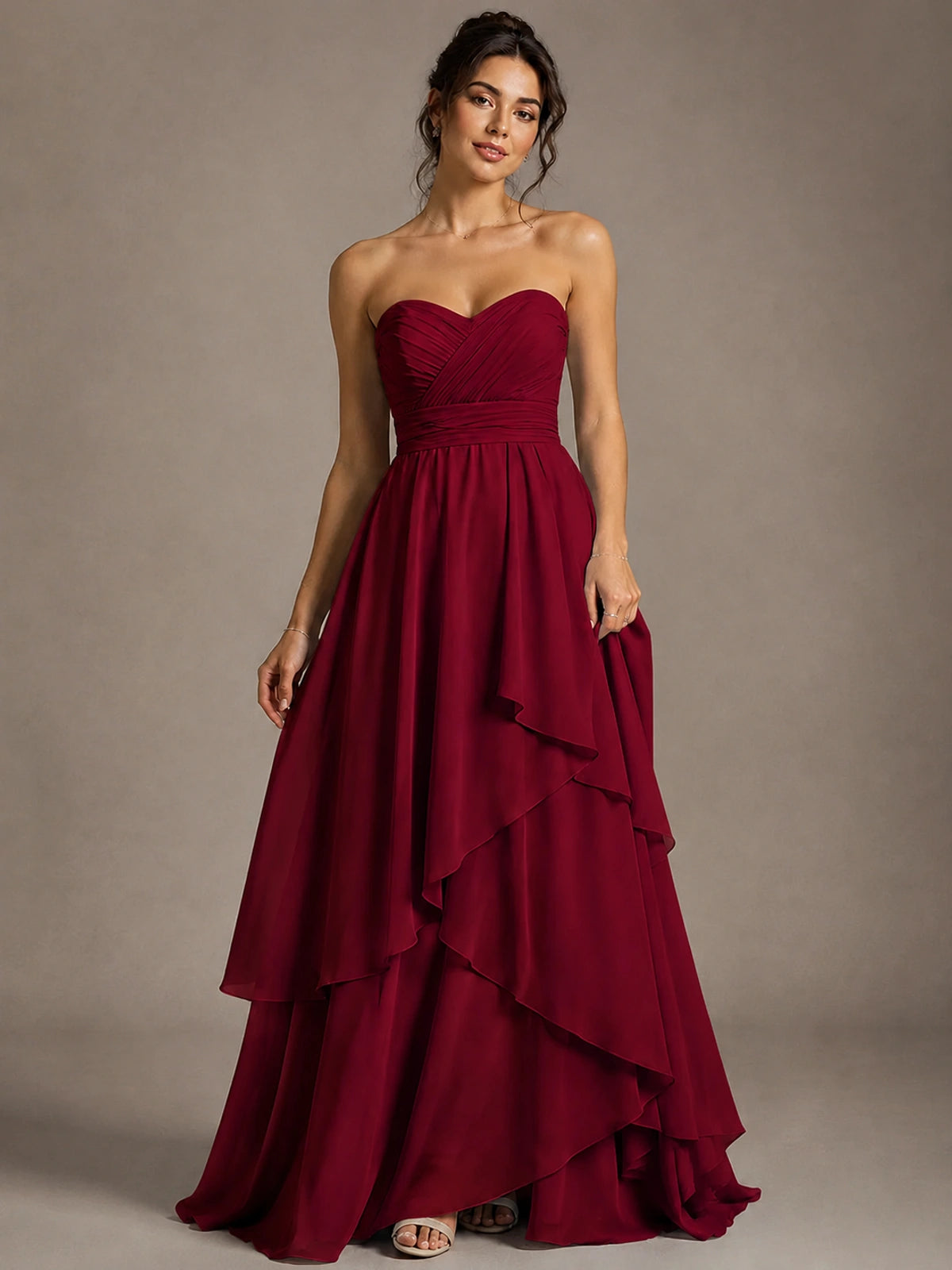Strapless Ruffle A-Line Maxi Dress